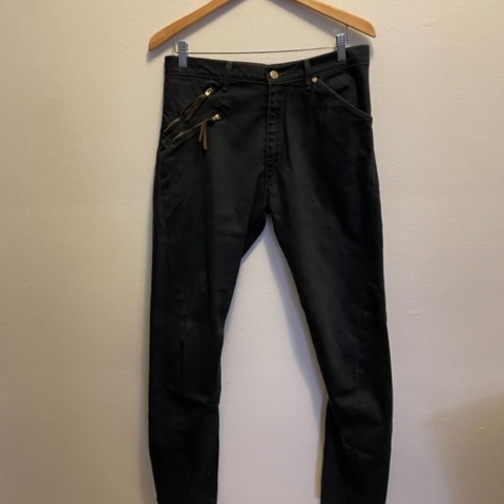 RARE Levi Red Collection Passive-Aggressive black twisted leg jeans with zips